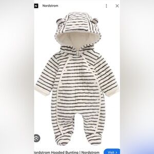 Nordstrom Baby 3M Hooded Bear ears hooded Bunting cozy warm cream & gray
